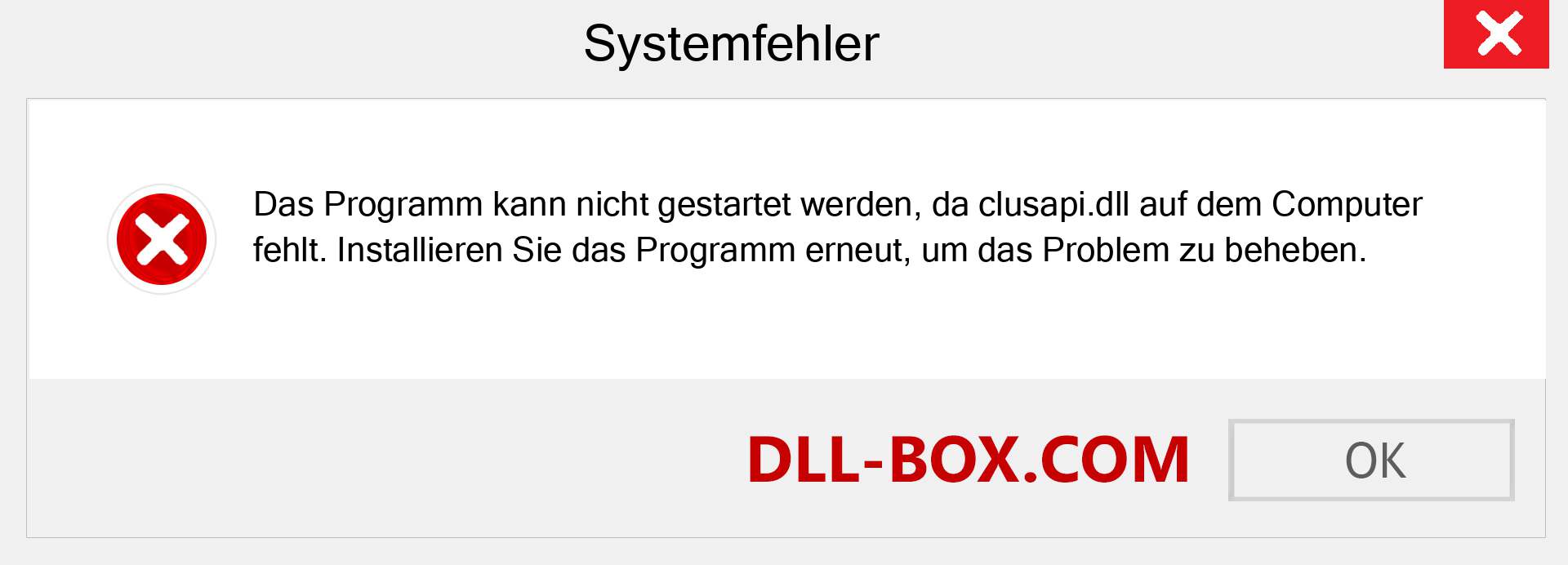 clusapi.dll-Datei fehlt?. Download für Windows 7, 8, 10 - Fix clusapi dll Missing Error unter Windows, Fotos, Bildern